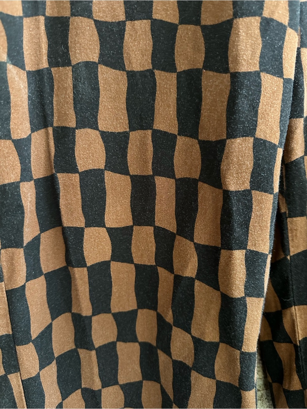 Old Navy Playa wide leg high rise elastic waist brown Checker Pants Large - Picture 5 of 9